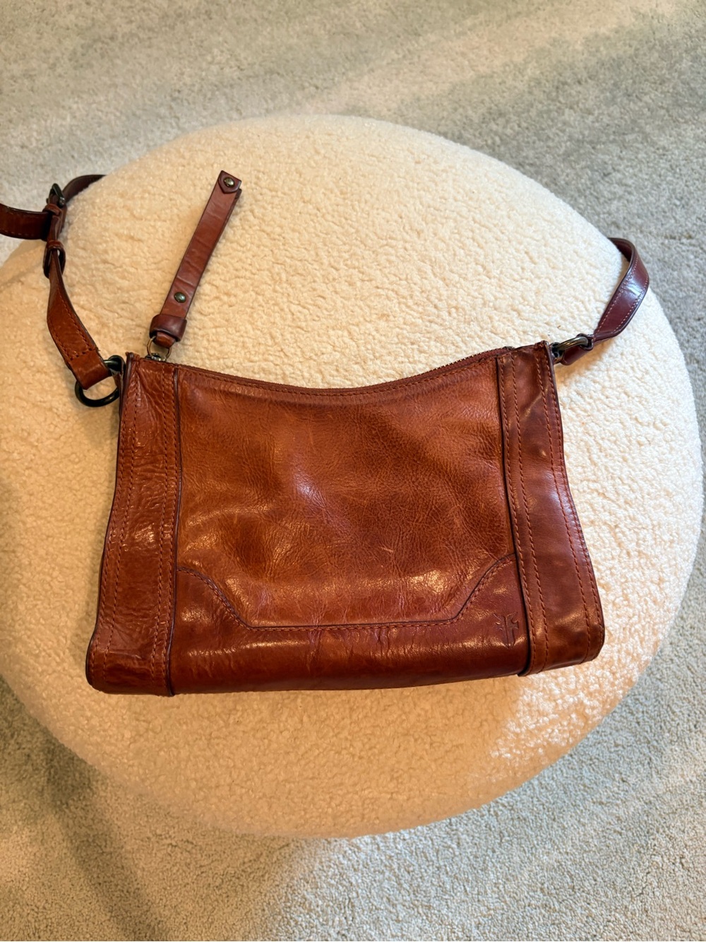 Frye Melissa Leather Crossbody Bag in Cognac